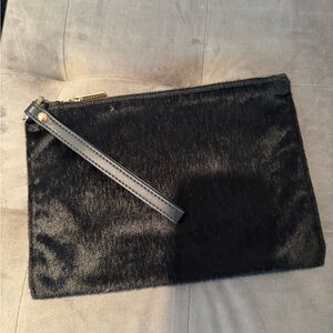 a new day Black Faux Fur Wristlet Clutch
